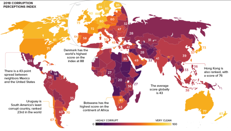 La mappa della corruzione nel Mondo