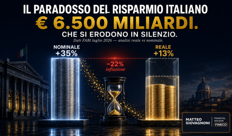 Risparmio Italiani 2026: Record €6.500 Miliardi. Il Paradosso