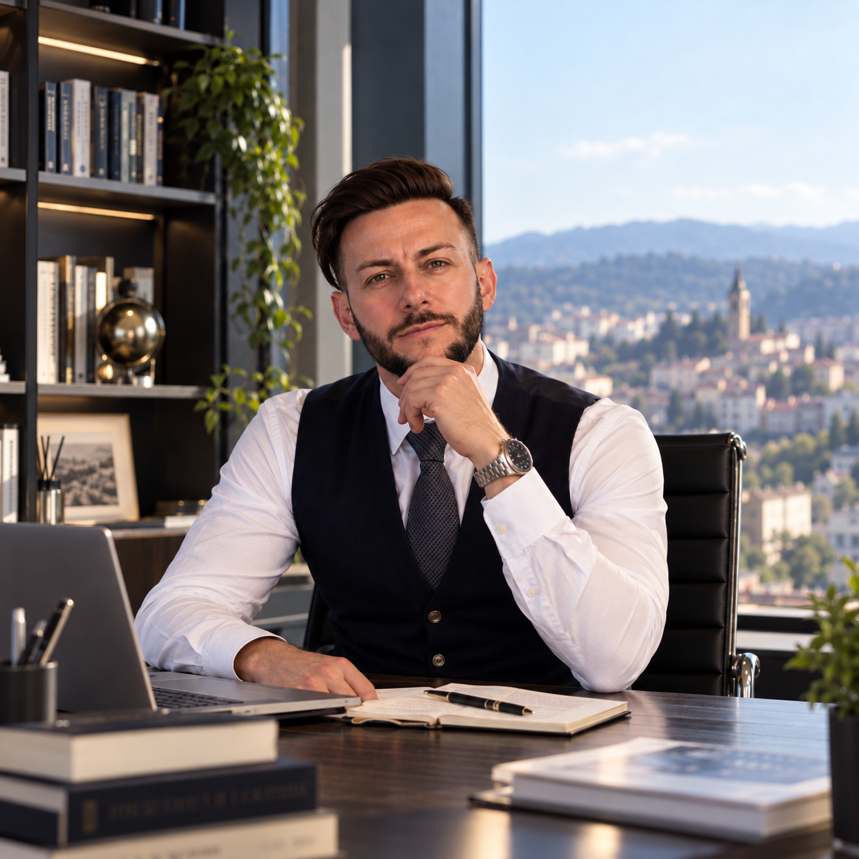 Matteo Giovagnoni, consulente Fineco a Perugia, nel suo ufficio